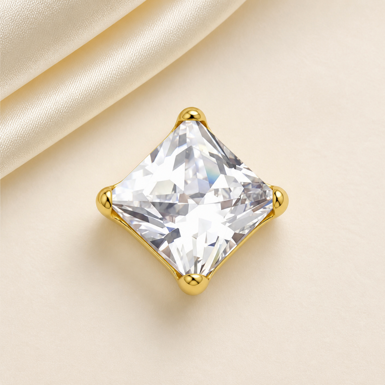 Clear CZ ASTM F136 Titanium Flat Back - Gold, Threadless, 20G, 0.8 x 6+2.5+3 mm — styled flat lay (P-FB-0115-G01)