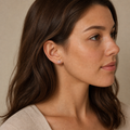 pink ASTM F136 Titanium Flat Back - Gold, Threadless, 20G, 0.8 x 6+2.5+3 mm — wearing view four (P-FB-0116-G01)