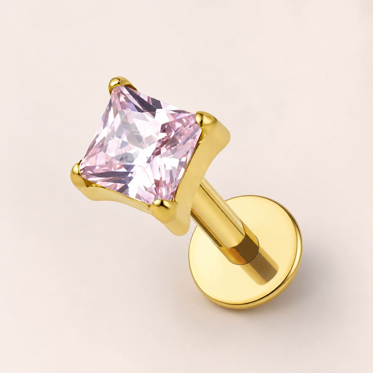 pink ASTM F136 Titanium Flat Back - Gold, Threadless, 20G, 0.8 x 6+2.5+3 mm — primary product image (P-FB-0116-G01)