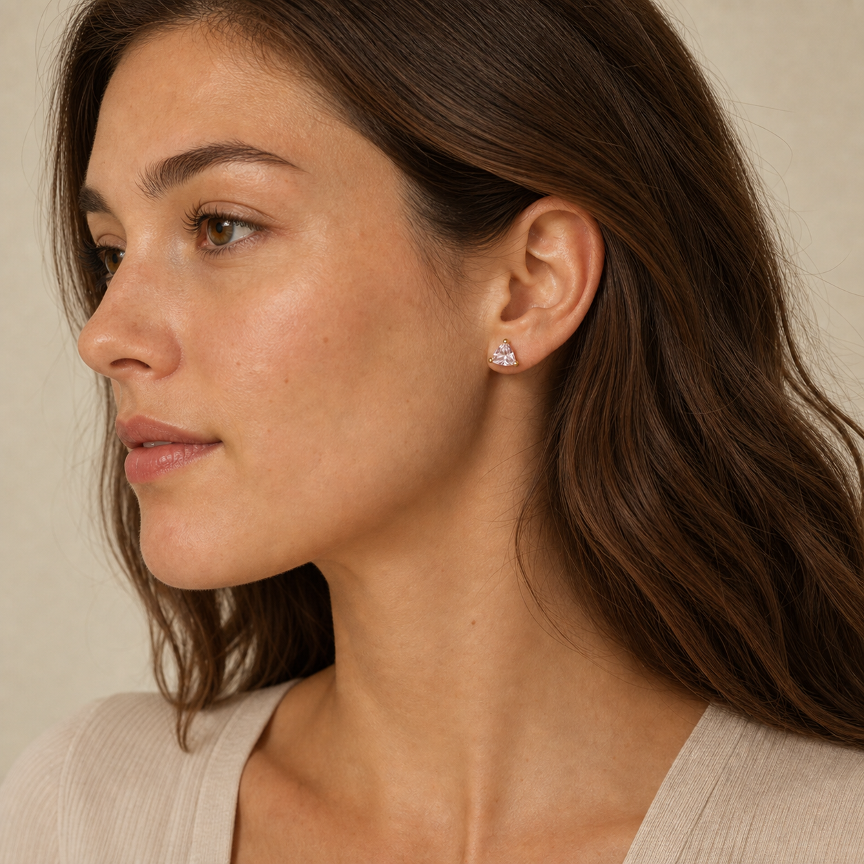 pink ASTM F136 Titanium Flat Back - Gold, Threadless, 20G, 0.8 x 6+2.5+3 mm — wearing view one (P-FB-0116-G01)