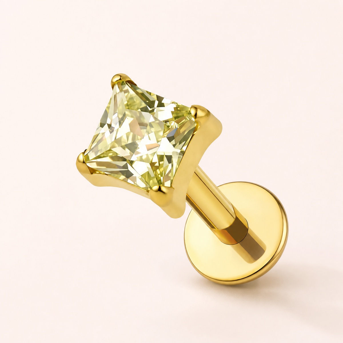 Apple Green-M ASTM F136 Titanium Flat Back - Gold, Threadless, 20G, 0.8 x 6+2.5+3 mm — primary product image (P-FB-0117-G01)