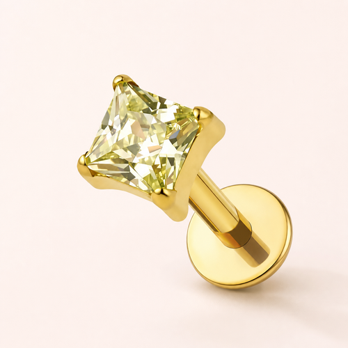 Apple Green-M ASTM F136 Titanium Flat Back - Gold, Threadless, 20G, 0.8 x 6+2.5+3 mm — primary product image (P-FB-0117-G01)