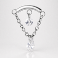 Clear CZ ASTM F136 Titanium Flat Back - Silver, Internally Threaded, 16G, 1.2 x 6+8+4 mm — primary product image (P-FB-0119-S01)