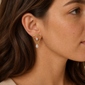 Clear CZ ASTM F136 Titanium Flat Back - Gold, Internally Threaded, 16G, 1.2 x 6+8+4 mm — wearing view four (P-FB-0120-G01)