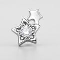 Clear CZ ASTM F136 Titanium Flat Back - Silver, Threadless, 16G, 1.2 x 6+4 mm — primary product image (P-FB-0121-S01)