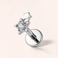 Clear CZ ASTM F136 Titanium Flat Back - Silver, Threadless, 16G, 1.2 x 6+4 mm — primary product image (P-FB-0121-S01)