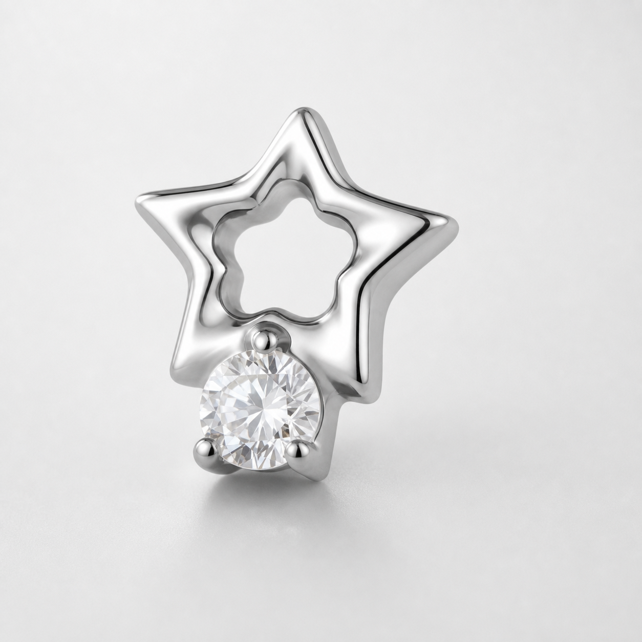 Clear CZ ASTM F136 Titanium Flat Back - Silver, Threadless, 16G, 1.2 x 6+4 mm — product detail views (P-FB-0123-S01)