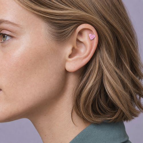 ASTM F136 Titanium Flat Back - Silver, Threadless, 16G, 1.2 x 6+4 mm — wearing view two (P-FB-0125-S01)