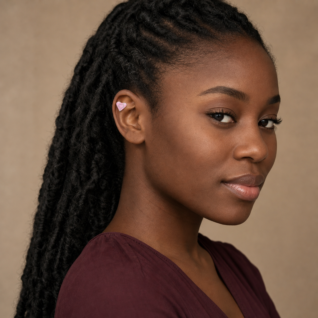 ASTM F136 Titanium Flat Back - Silver, Threadless, 16G, 1.2 x 6+4 mm — wearing view three (P-FB-0125-S01)
