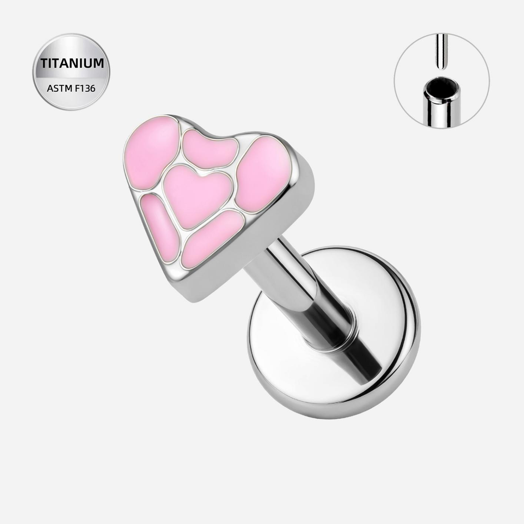 ASTM F136 Titanium Flat Back - Silver, Threadless, 16G, 1.2 x 6+4 mm — product detail views (P-FB-0125-S01)
