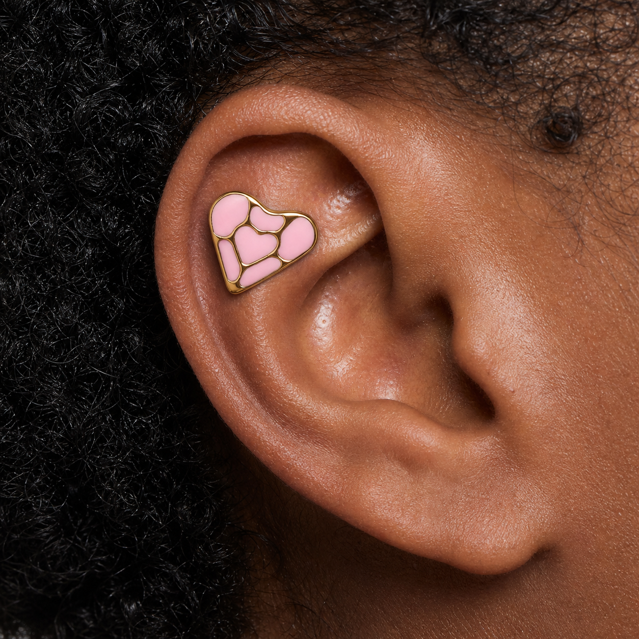 ASTM F136 Titanium Flat Back - Gold, Threadless, 16G, 1.2 x 6+4 mm — wearing view two (P-FB-0126-G01)