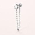 Clear CZ ASTM F136 Titanium Flat Back - Silver, Threadless, 18G, 1.0 x 6+4 mm — primary product image (P-FB-0127-S01)