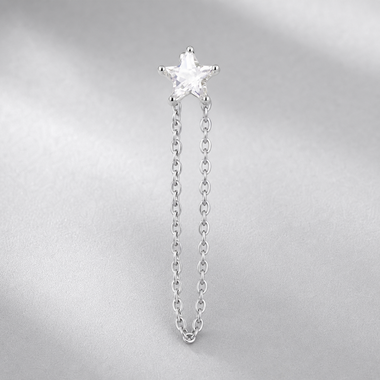 Clear CZ ASTM F136 Titanium Flat Back - Silver, Threadless, 18G, 1.0 x 6+4 mm — product detail views (P-FB-0127-S01)