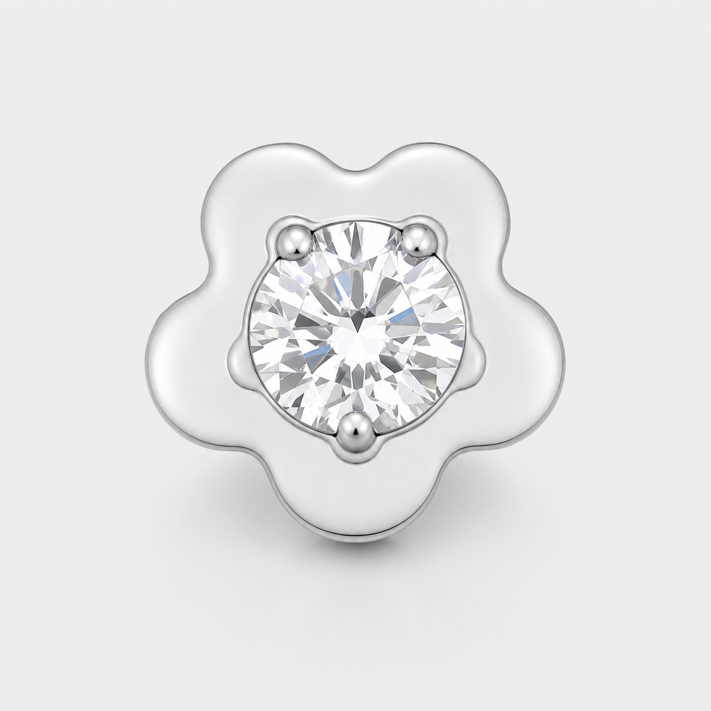 Clear CZ ASTM F136 Titanium Flat Back - Silver, Internally Threaded, 16G, 1.2 x 6+5+4 mm — primary product image (P-FB-0129-S01)