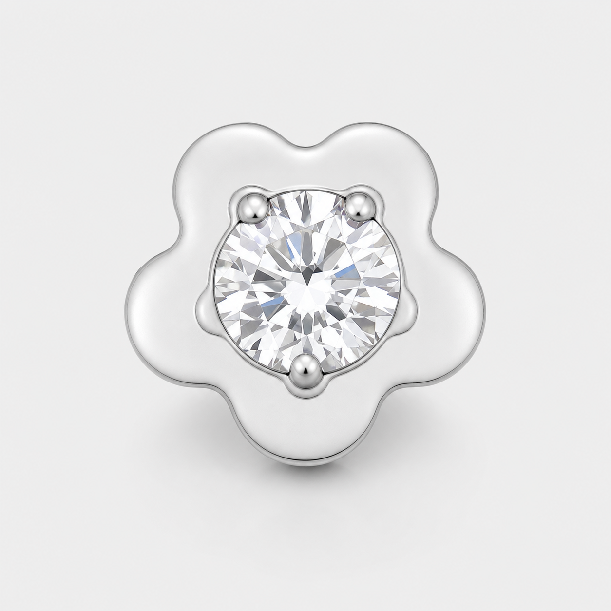 Clear CZ ASTM F136 Titanium Flat Back - Silver, Internally Threaded, 16G, 1.2 x 6+5+4 mm — primary product image (P-FB-0129-S01)