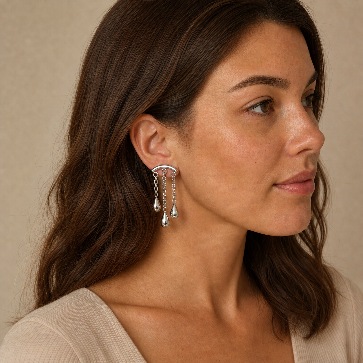 ASTM F136 Titanium Flat Back - Silver, Threadless, 16G, 1.2 x 6+4 mm — wearing view one (P-FB-0130-S01)