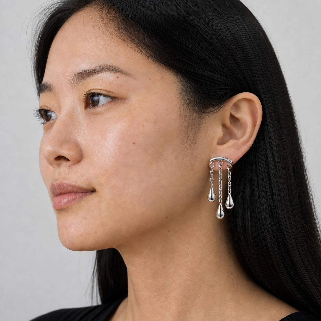 ASTM F136 Titanium Flat Back - Silver, Threadless, 16G, 1.2 x 6+4 mm — wearing view three (P-FB-0130-S01)