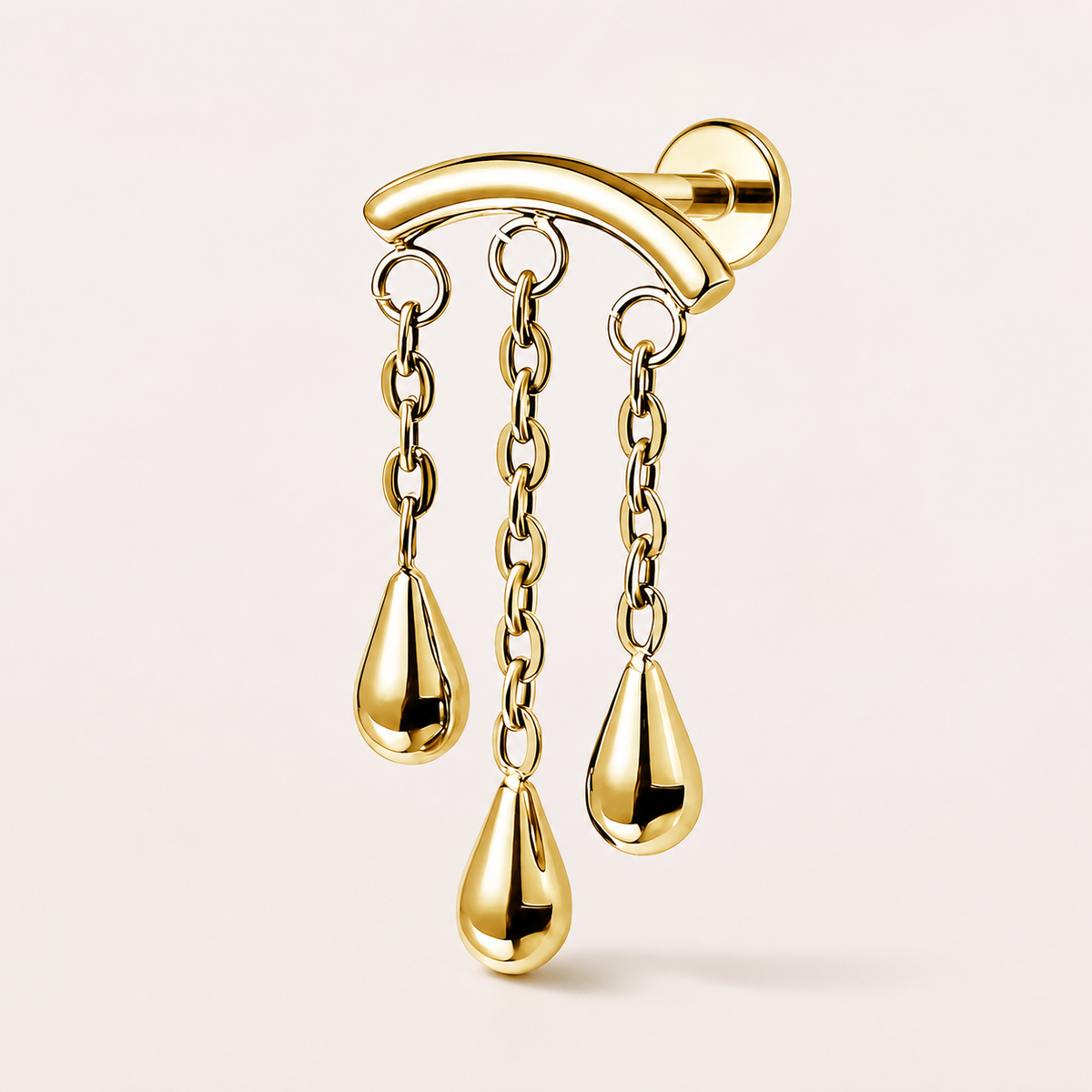 ASTM F136 Titanium Flat Back - Gold, Threadless, 16G, 1.2 x 6+4 mm — primary product image (P-FB-0131-G01)