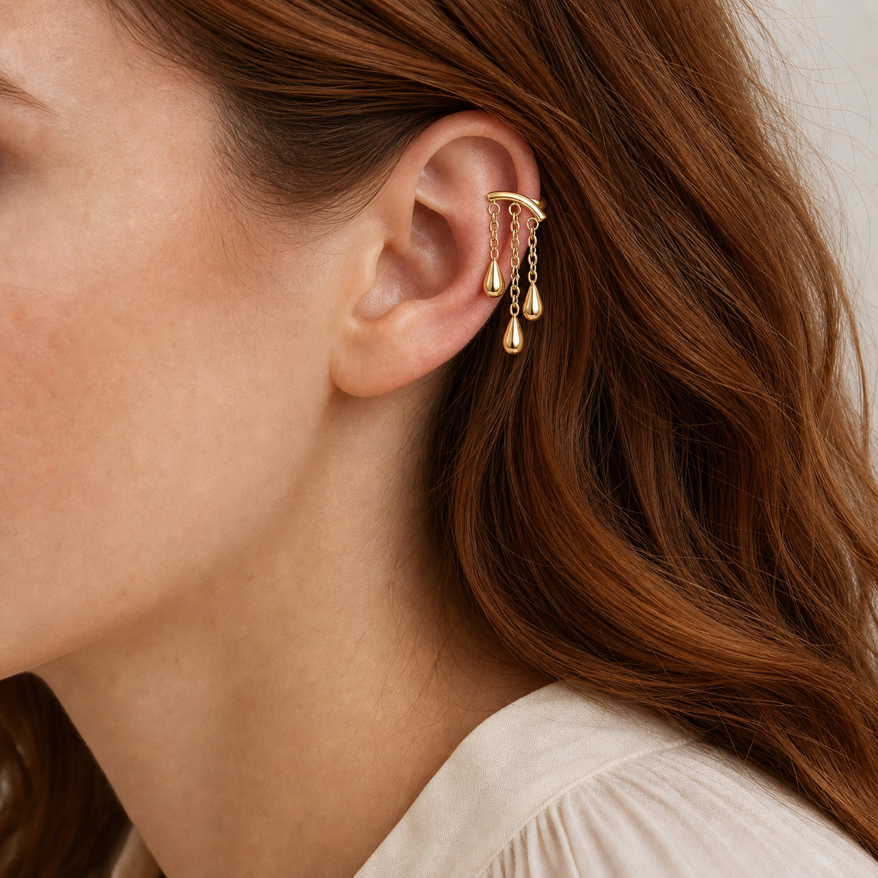 ASTM F136 Titanium Flat Back - Gold, Threadless, 16G, 1.2 x 6+4 mm — wearing view one (P-FB-0131-G01)