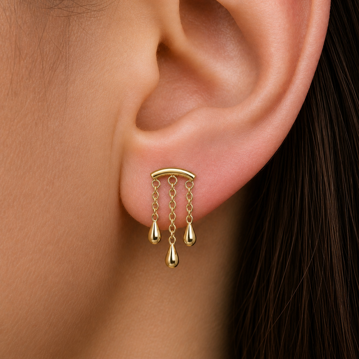 ASTM F136 Titanium Flat Back - Gold, Threadless, 16G, 1.2 x 6+4 mm — wearing view two (P-FB-0131-G01)