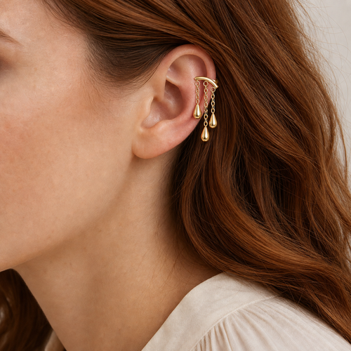 ASTM F136 Titanium Flat Back - Gold, Threadless, 16G, 1.2 x 6+4 mm — wearing view two (P-FB-0131-G01)