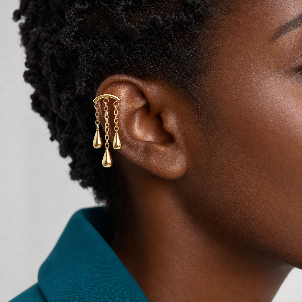ASTM F136 Titanium Flat Back - Gold, Threadless, 16G, 1.2 x 6+4 mm — wearing view two (P-FB-0131-G01)