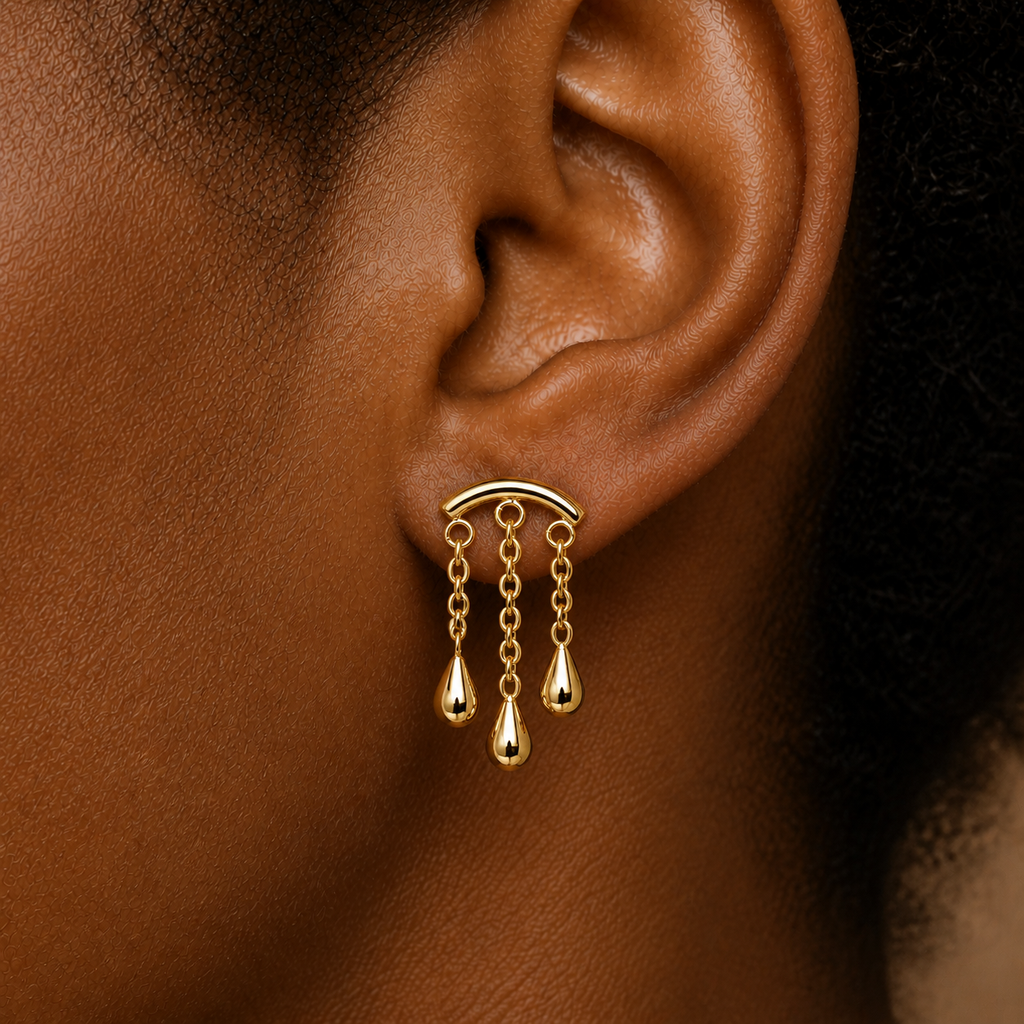ASTM F136 Titanium Flat Back - Gold, Threadless, 16G, 1.2 x 6+4 mm — wearing view three (P-FB-0131-G01)