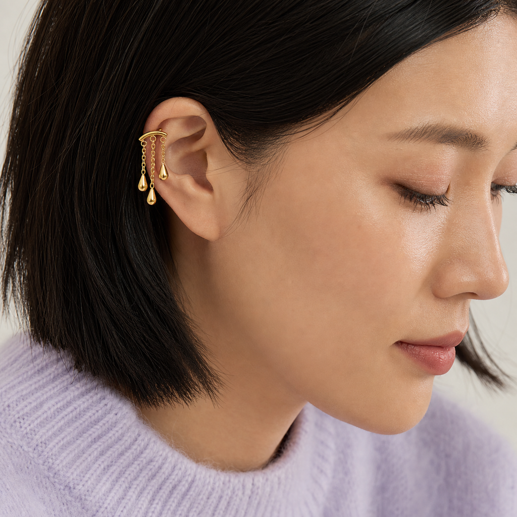 ASTM F136 Titanium Flat Back - Gold, Threadless, 16G, 1.2 x 6+4 mm — wearing view three (P-FB-0131-G01)