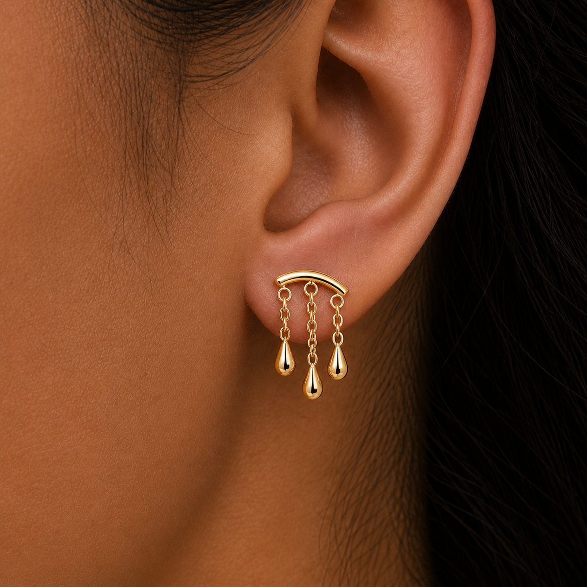 ASTM F136 Titanium Flat Back - Gold, Threadless, 16G, 1.2 x 6+4 mm — wearing view four (P-FB-0131-G01)