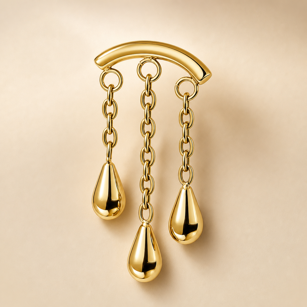 ASTM F136 Titanium Flat Back - Gold, Threadless, 16G, 1.2 x 6+4 mm — product detail views (P-FB-0131-G01)