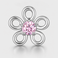 Pink CZ ASTM F136 Titanium Flat Back - Silver, Threadless, 16G, 1.2 x 6+4 mm — primary product image (P-FB-0133-S01)