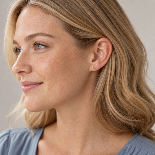 ASTM F136 Titanium Flat Back - Gold, Internally Threaded, 18G, 1.0 x 8+4 mm — wearing view two (P-FB-0136-G01)