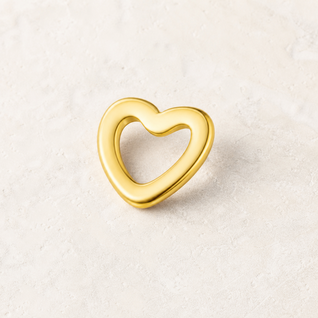 ASTM F136 Titanium Flat Back - Gold, Internally Threaded, 18G, 1.0 x 8+4 mm — styled flat lay (P-FB-0136-G01)