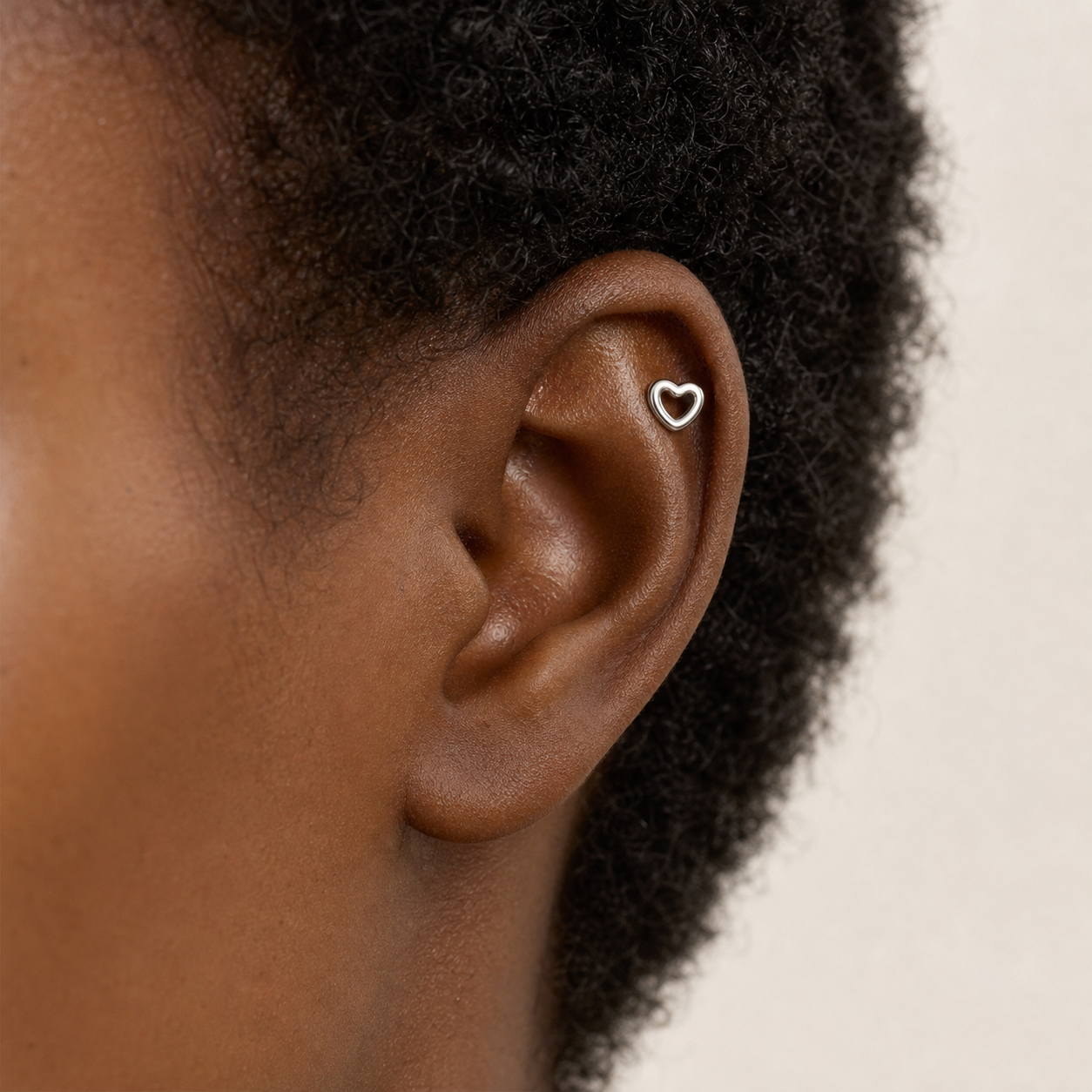 ASTM F136 Titanium Flat Back - Silver, Internally Threaded, 18G, 1.0 x 8+4 mm — wearing view two (P-FB-0137-S01)