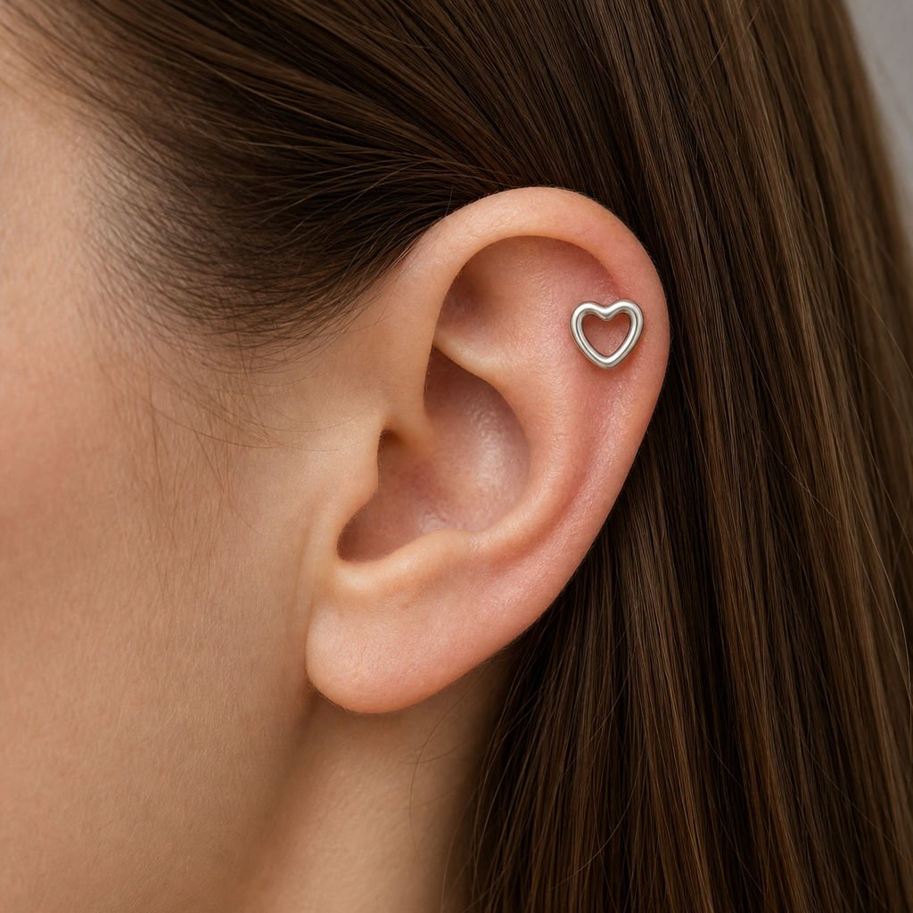 ASTM F136 Titanium Flat Back - Silver, Internally Threaded, 18G, 1.0 x 8+4 mm — wearing view five (P-FB-0137-S01)