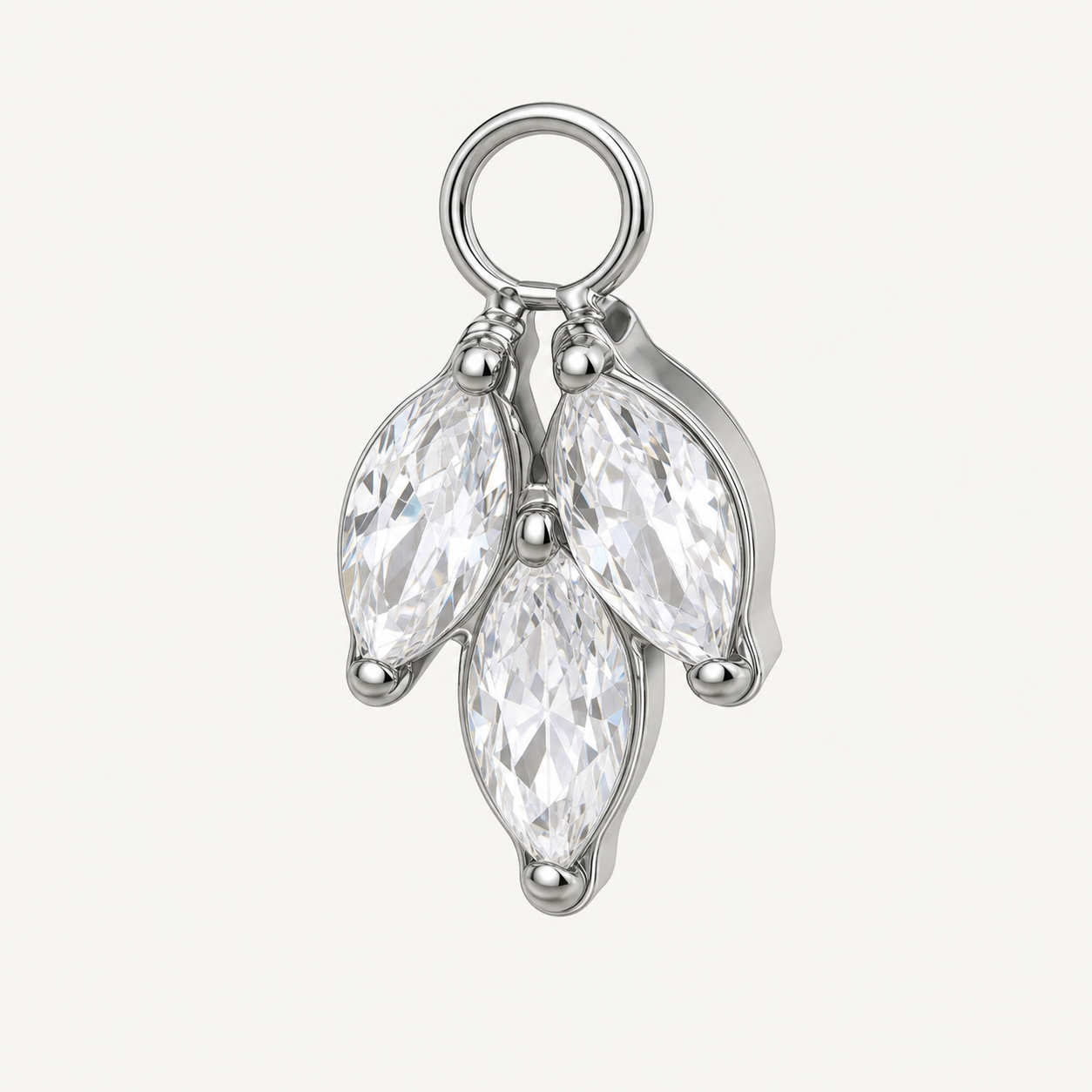 Clear CZ ASTM F136 Titanium Flat Back - Silver, Internally Threaded, 16G, 1.2 x 6 mm — product detail views (P-FB-0140-S01)