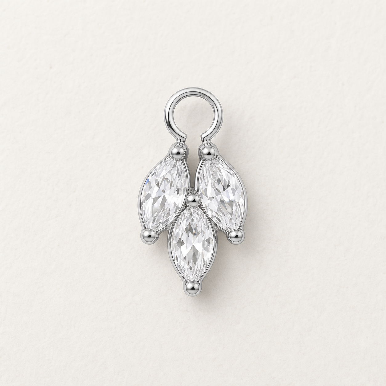 Clear CZ ASTM F136 Titanium Flat Back - Silver, Internally Threaded, 16G, 1.2 x 6 mm — styled flat lay (P-FB-0140-S01)