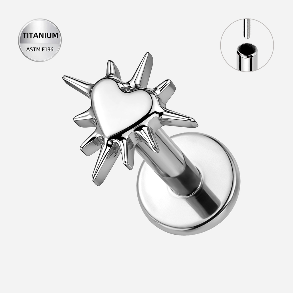 ASTM F136 Titanium Flat Back - Silver, Threadless, 16G, 1.2 x 6+4 mm — product detail views (P-FB-0142-S01)