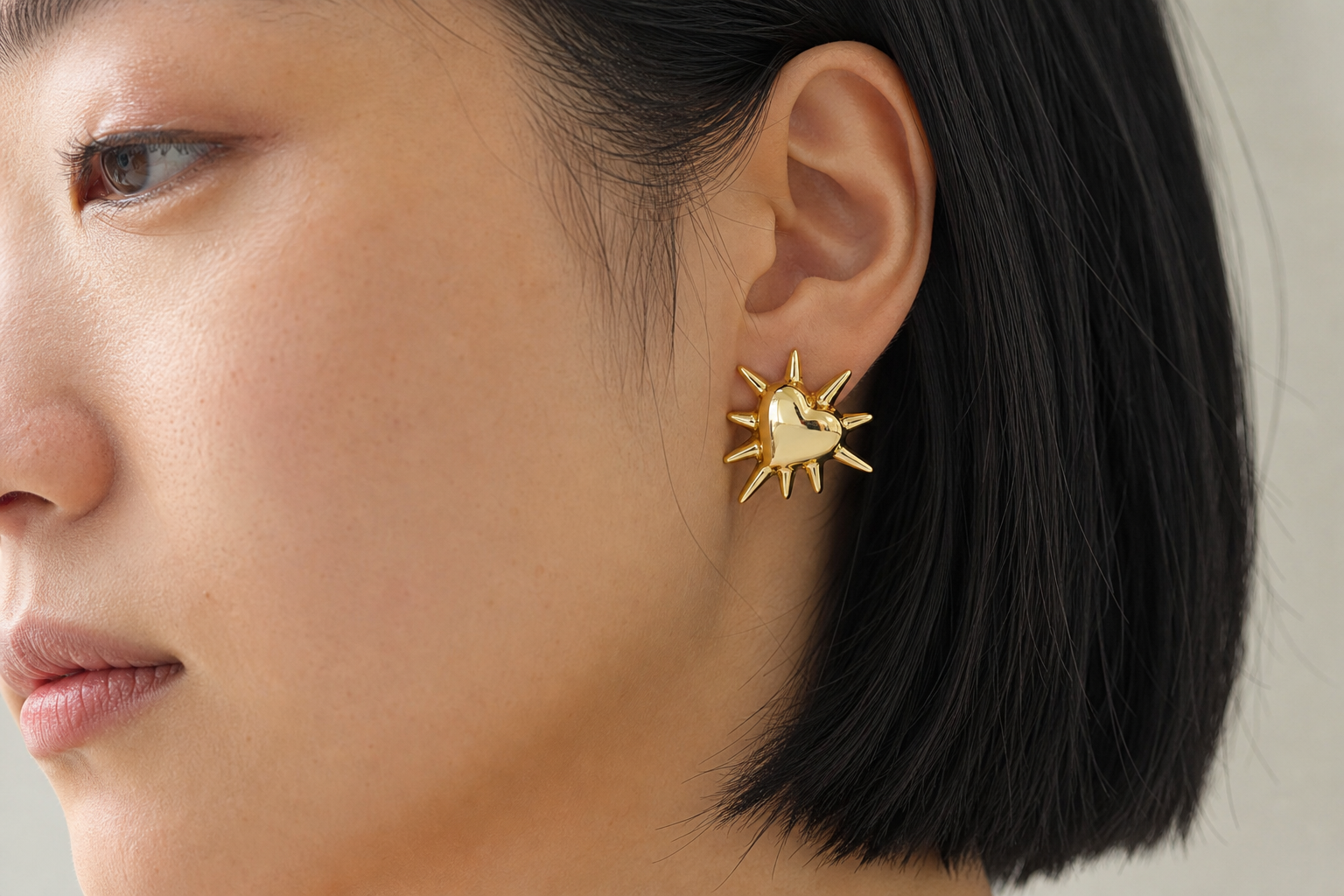 ASTM F136 Titanium Flat Back - Gold, Threadless, 16G, 1.2 x 6+4 mm — wearing view three (P-FB-0143-G01)