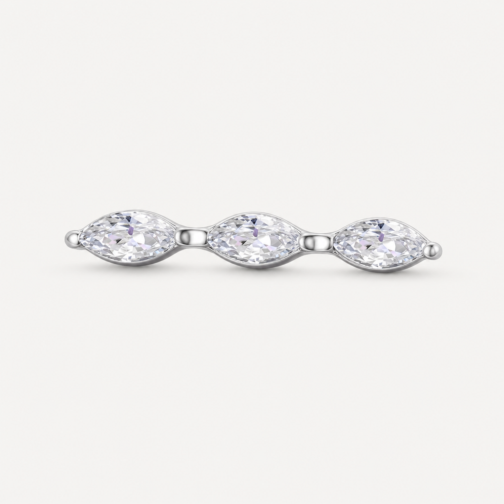 Clear CZ ASTM F136 Titanium Flat Back - Silver, Internally Threaded, 16G, 1.2 x 8+4 mm — primary product image (P-FB-0147-S01)