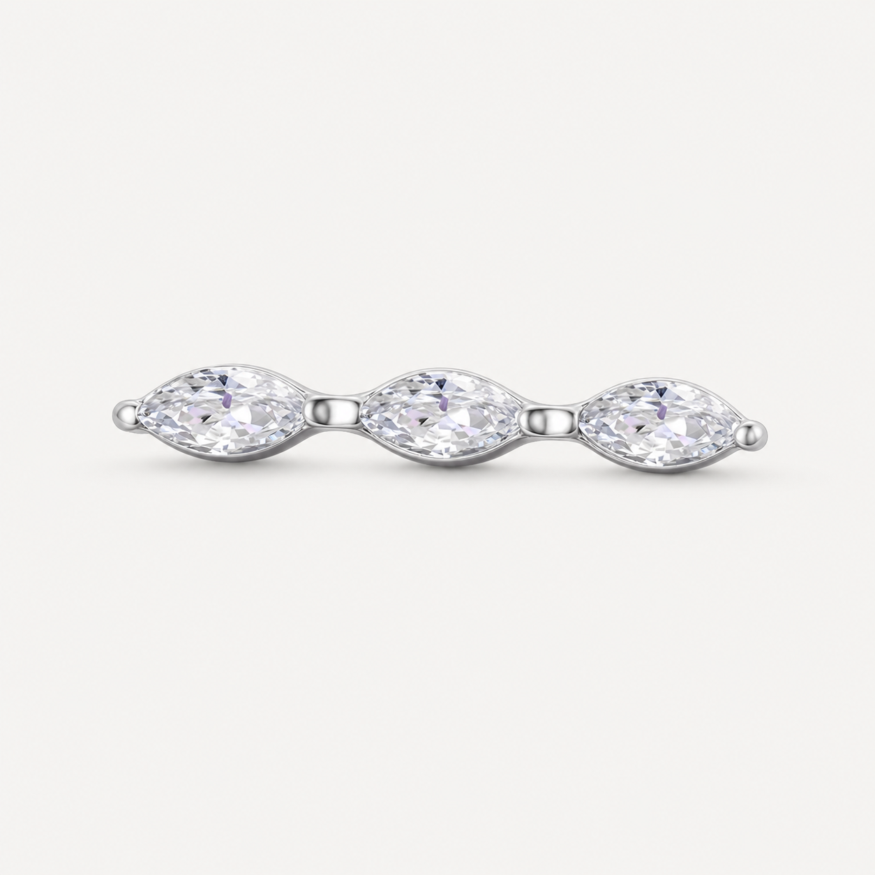 Clear CZ ASTM F136 Titanium Flat Back - Silver, Internally Threaded, 16G, 1.2 x 8+4 mm — primary product image (P-FB-0147-S01)