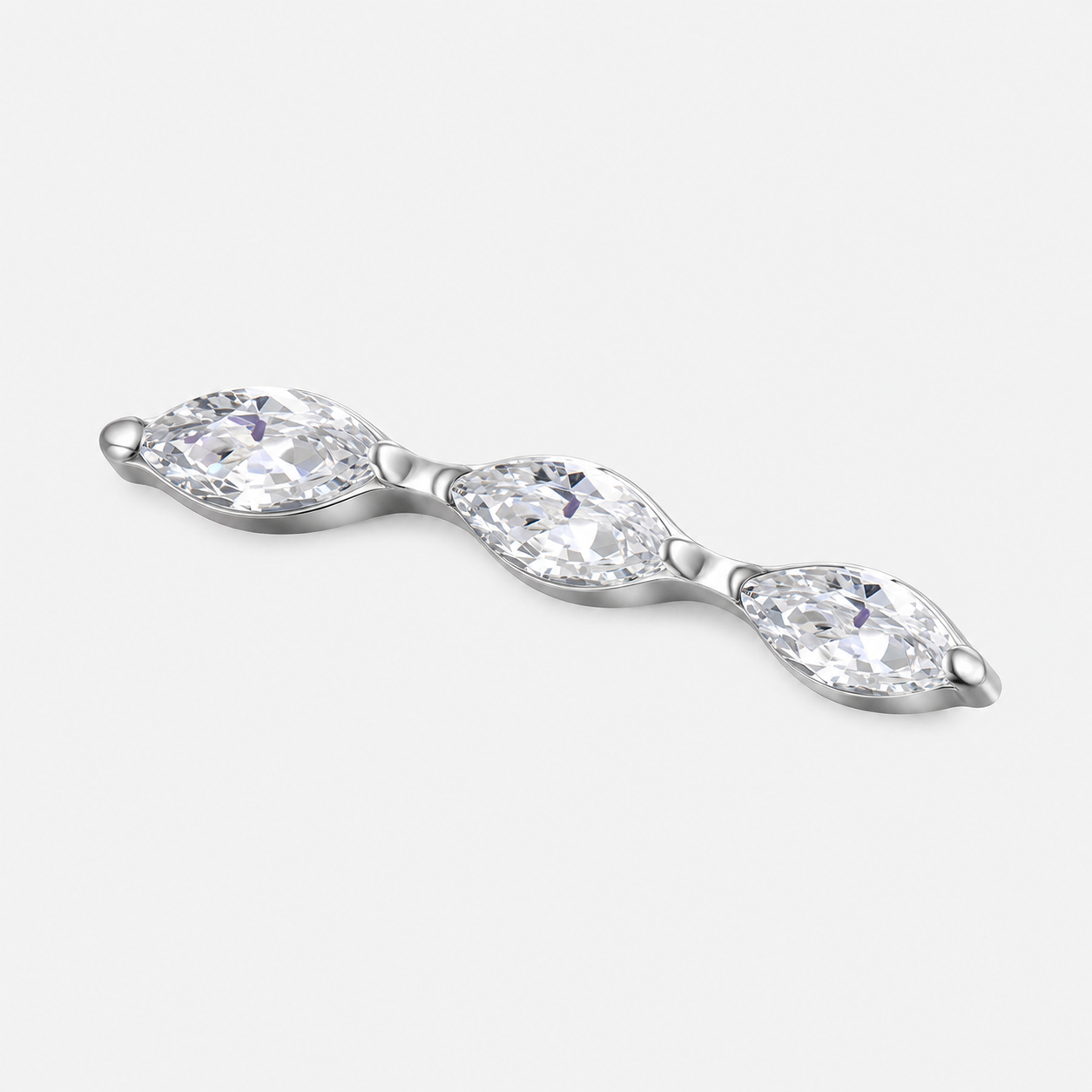 Clear CZ ASTM F136 Titanium Flat Back - Silver, Internally Threaded, 16G, 1.2 x 8+4 mm — product detail views (P-FB-0147-S01)
