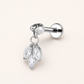 Clear CZ ASTM F136 Titanium Flat Back - Silver, Internally Threaded, 16G, 1.2 x 6 mm — primary product image (P-FB-0149-S01)