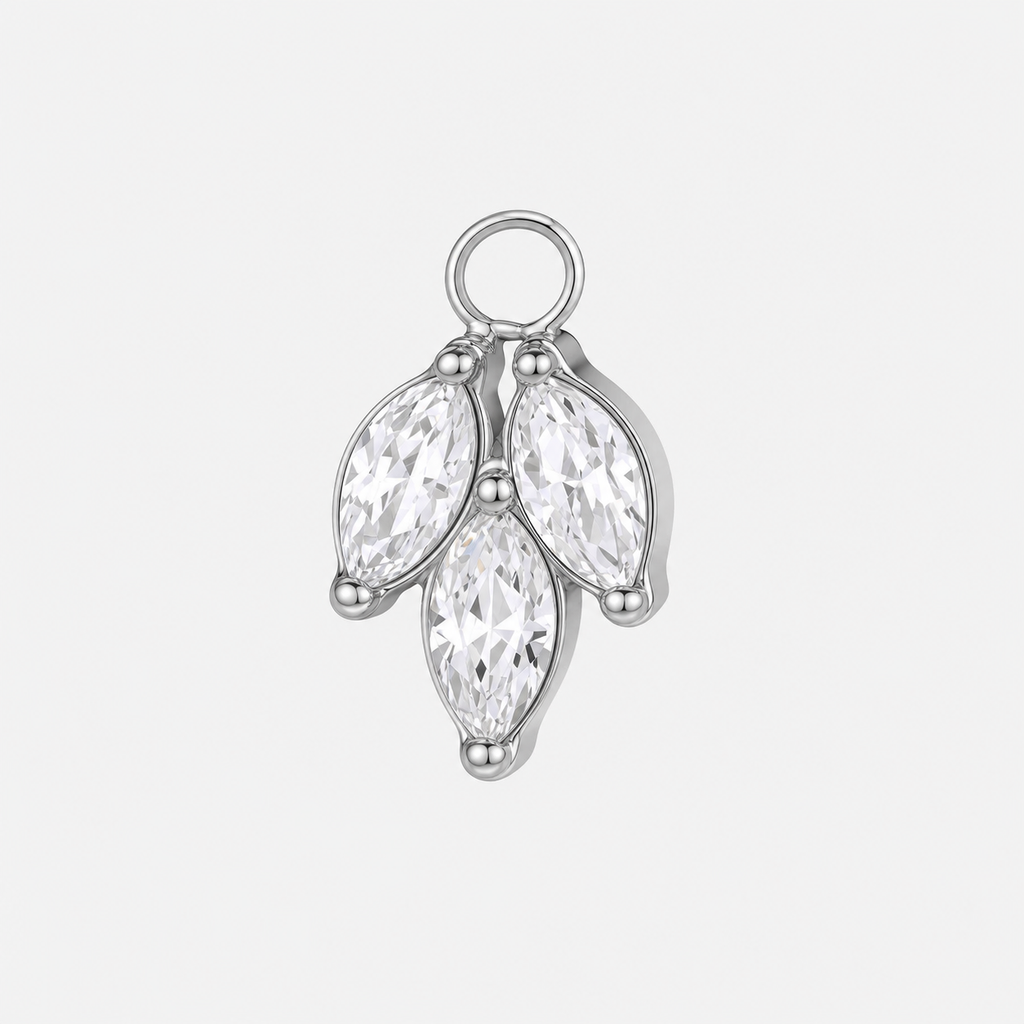 Clear CZ ASTM F136 Titanium Flat Back - Silver, Internally Threaded, 16G, 1.2 x 6 mm — product detail views (P-FB-0149-S01)