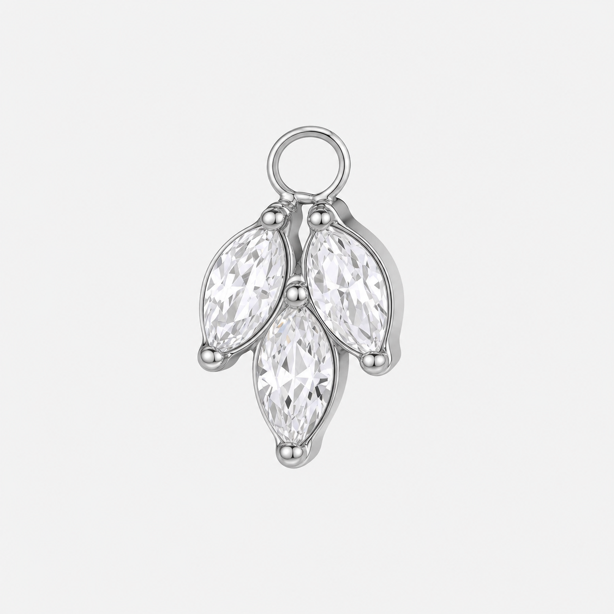 Clear CZ ASTM F136 Titanium Flat Back - Silver, Internally Threaded, 16G, 1.2 x 6 mm — product detail views (P-FB-0149-S01)