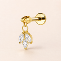 Clear CZ ASTM F136 Titanium Flat Back - Gold, Internally Threaded, 16G, 1.2 x 6 mm — primary product image (P-FB-0150-G01)