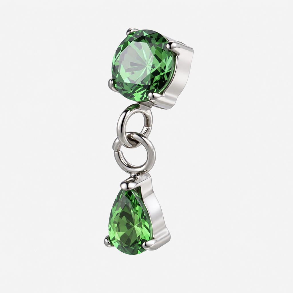 Green ASTM F136 Titanium Flat Back - Silver, Internally Threaded, 16G, 1.2 x 6 mm — product detail views (P-FB-0152-S01)
