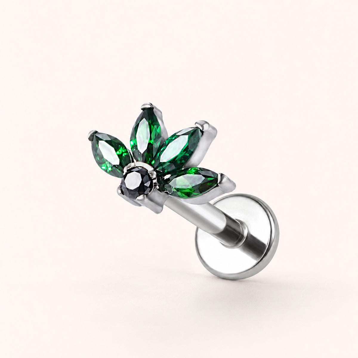 Green ASTM F136 Titanium Flat Back - Silver, Internally Threaded, 16G, 1.2 x 8 mm — primary product image (P-FB-0154-S01)