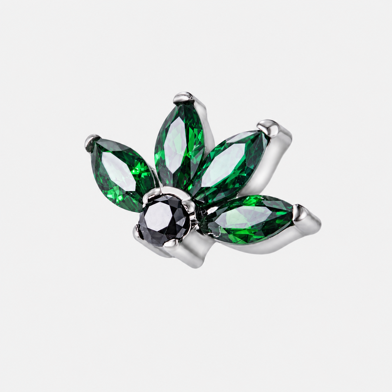 Green ASTM F136 Titanium Flat Back - Silver, Internally Threaded, 16G, 1.2 x 8 mm — product detail views (P-FB-0154-S01)