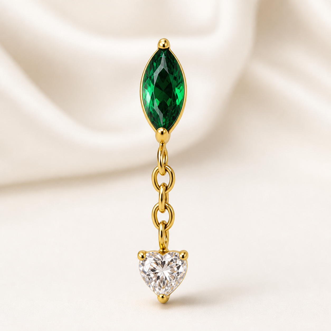 Emerald ASTM F136 Titanium Flat Back - Gold, Internally Threaded, 16G, 1.2 x 8+4 mm — primary product image (P-FB-0158-G01)